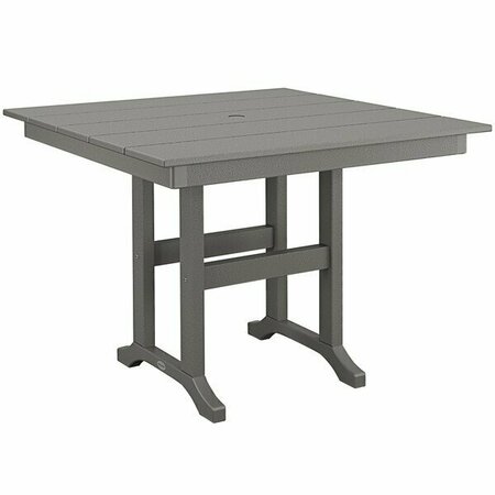 POLYWOOD Farmhouse 37'' Slate Gray Dining Height Table 633FDT37GY